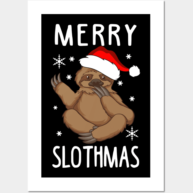 Merry Slothmas Funny Christmas Sweatshirt Wall Art by KsuAnn